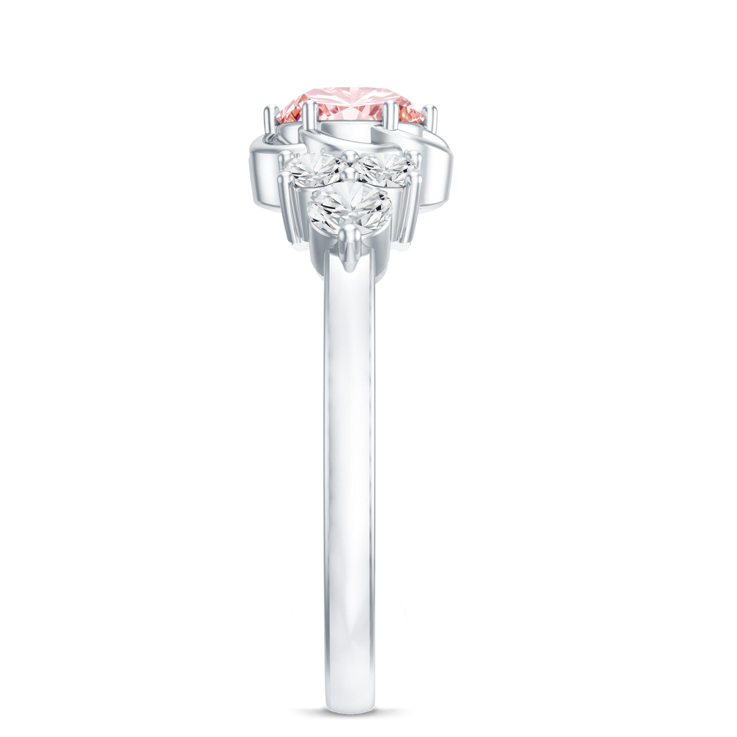 Nature Inspired Lab Grown Pink Diamond Flower Engagement Ring with IGI Certificate