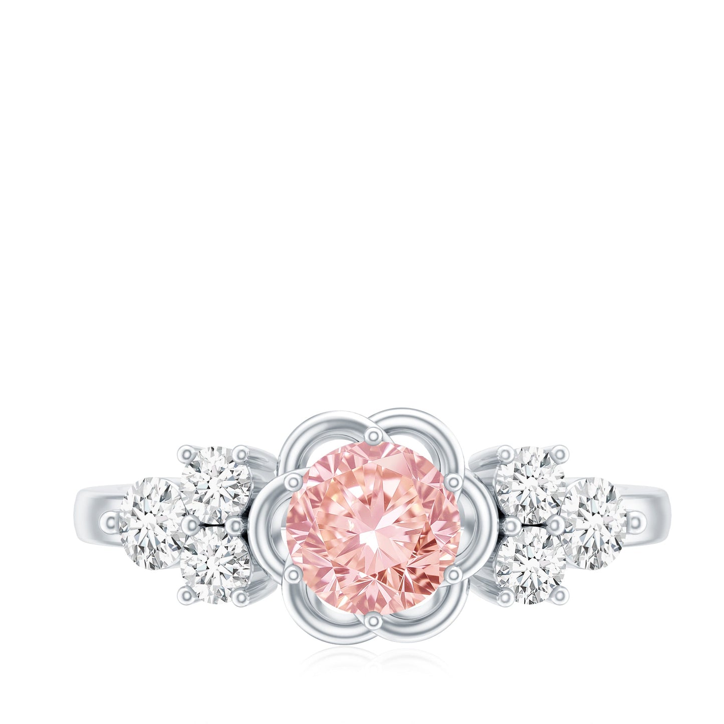 Nature Inspired Lab Grown Pink Diamond Flower Engagement Ring with IGI Certificate