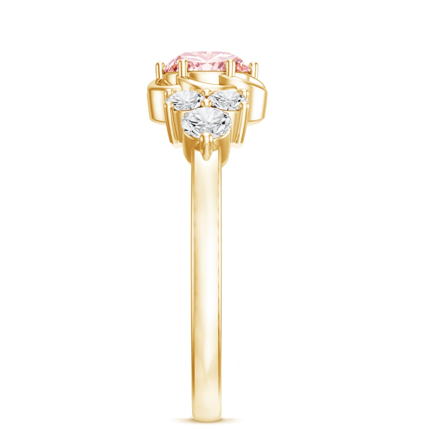 Nature Inspired Lab Grown Pink Diamond Flower Engagement Ring with IGI Certificate