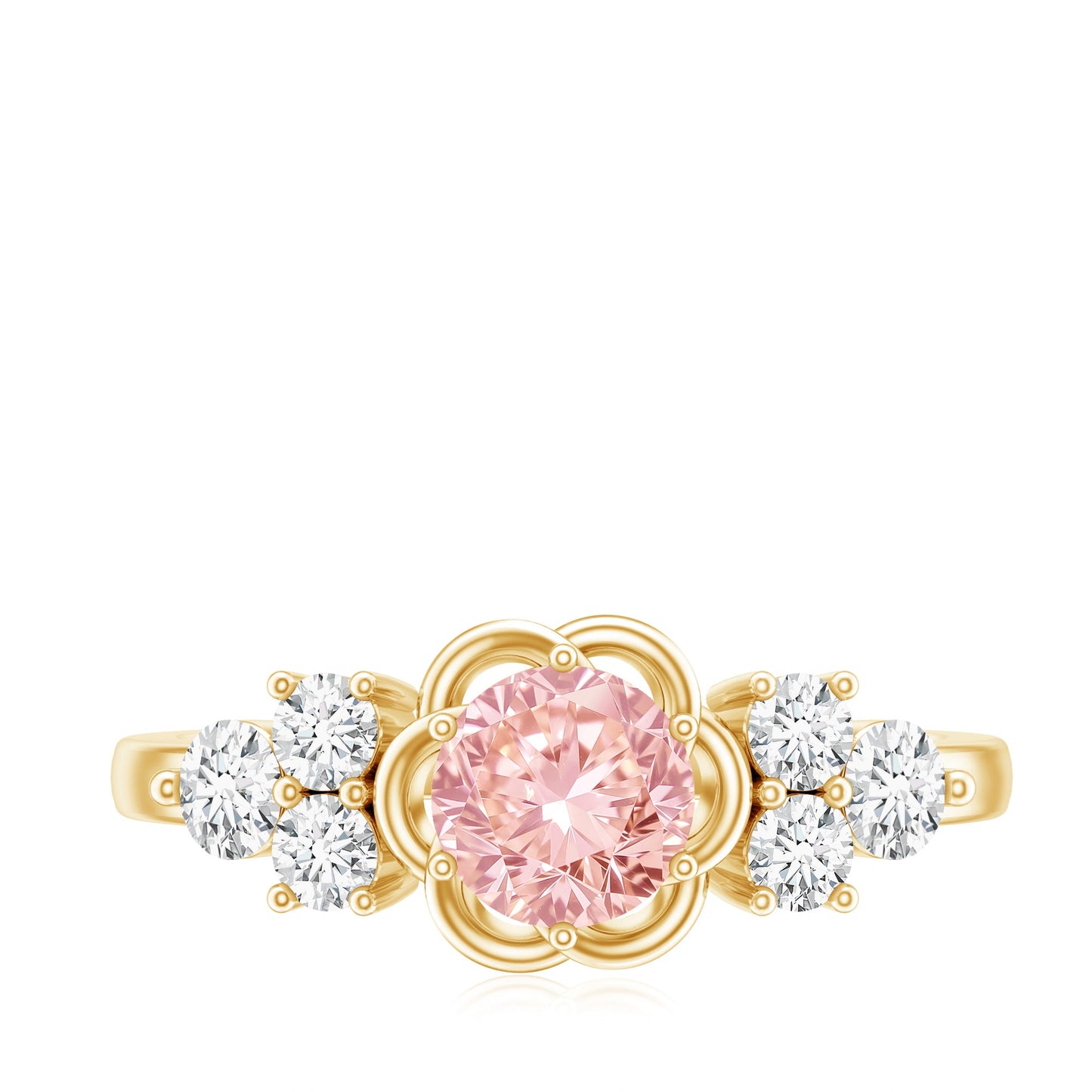 Nature Inspired Lab Grown Pink Diamond Flower Engagement Ring with IGI Certificate