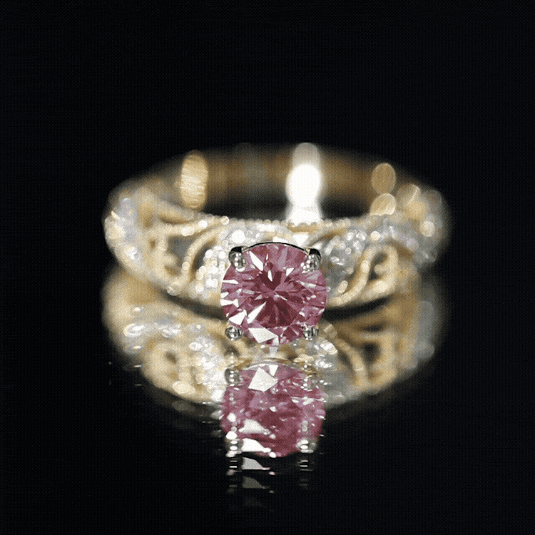 Lab Grown Pink Diamond Vintage Inspired Engagement Ring IGI Certified