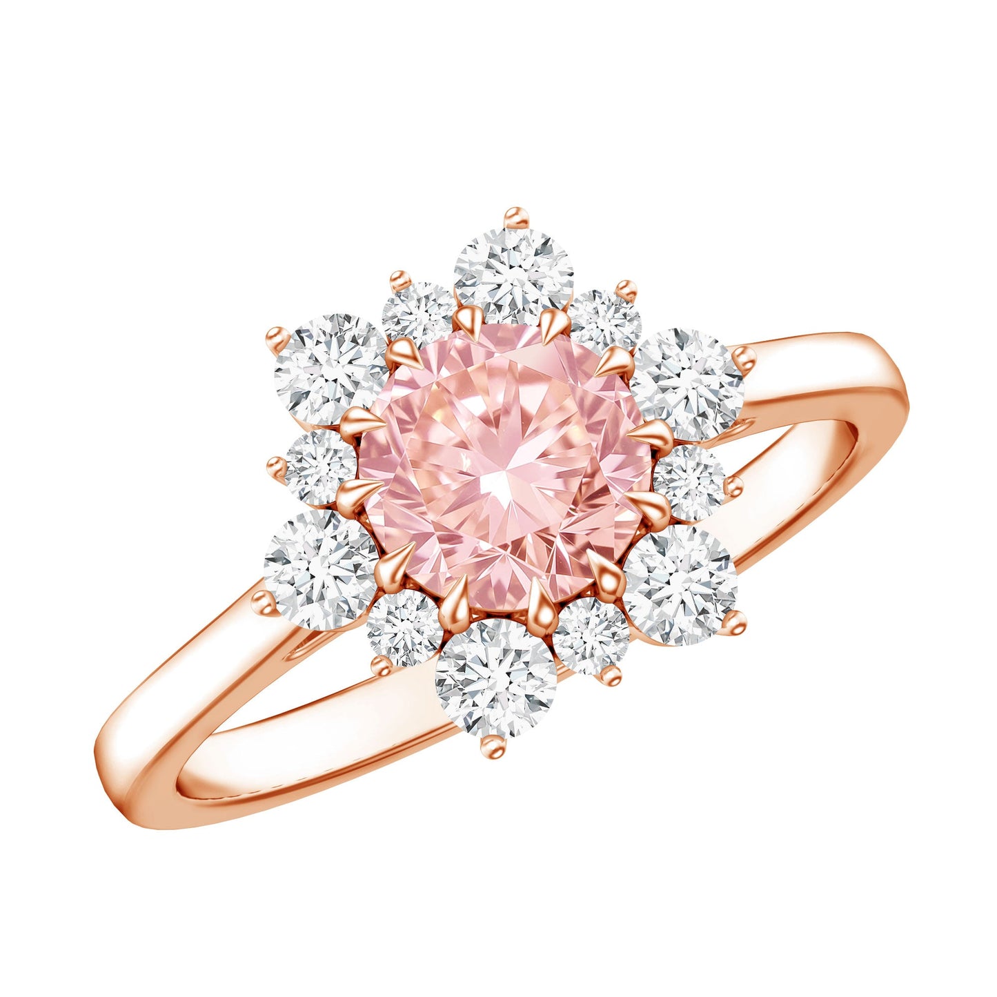 IGI Certified 1 CT Lab Grown Pink and White Diamond Halo Engagement Ring
