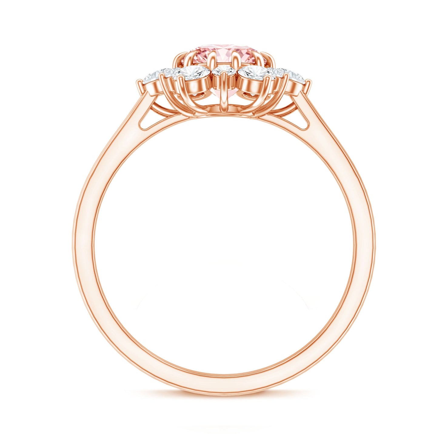 IGI Certified 1 CT Lab Grown Pink and White Diamond Halo Engagement Ring