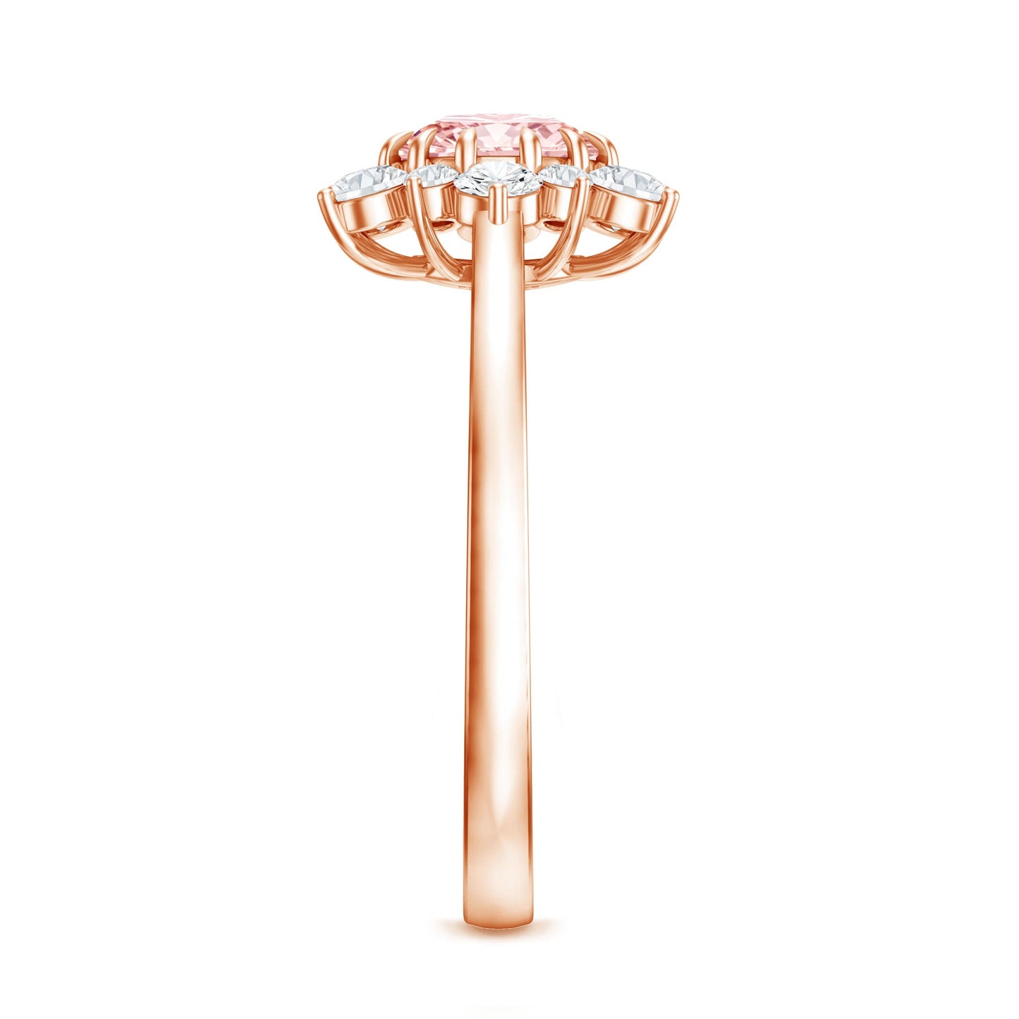 IGI Certified 1 CT Lab Grown Pink and White Diamond Halo Engagement Ring