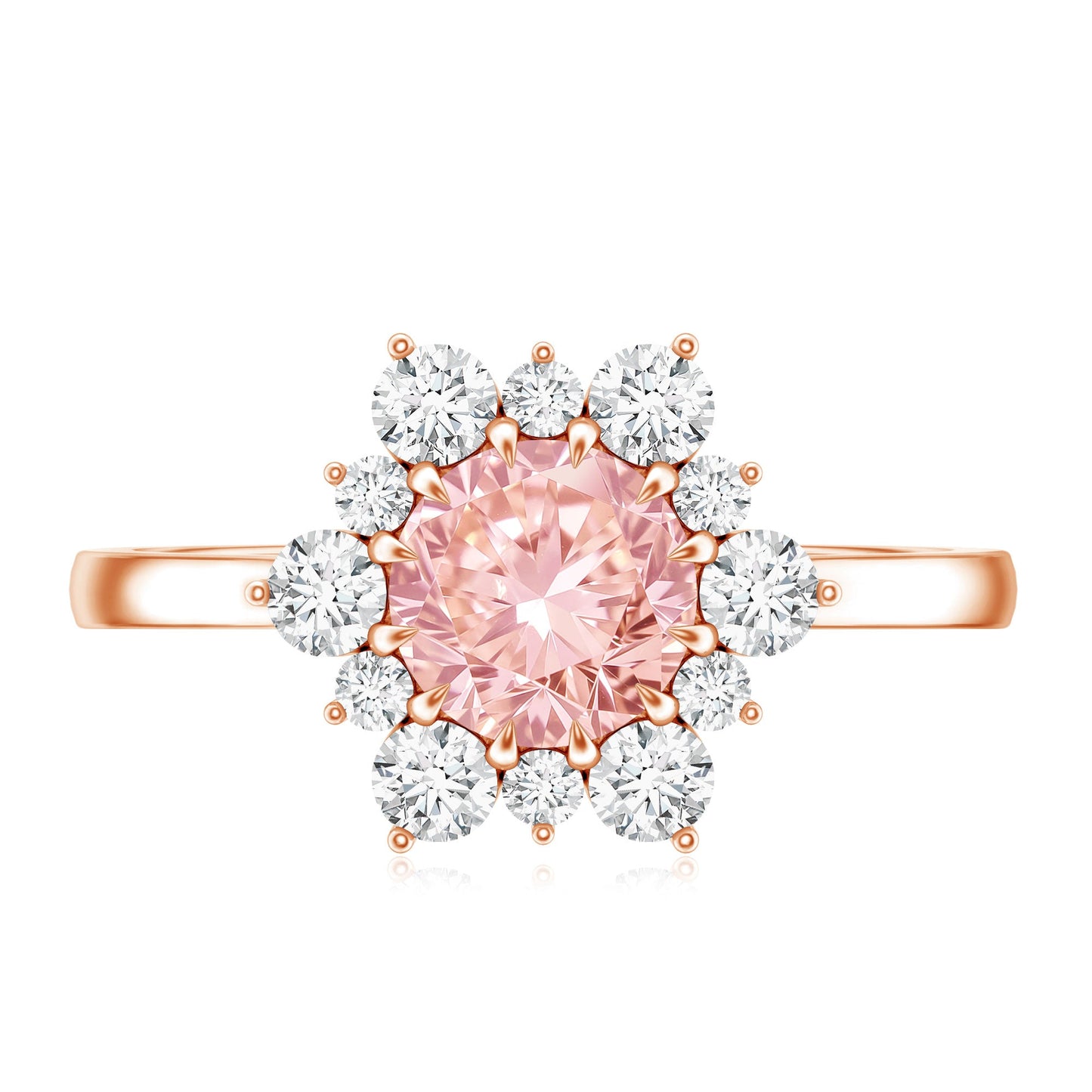 IGI Certified 1 CT Lab Grown Pink and White Diamond Halo Engagement Ring