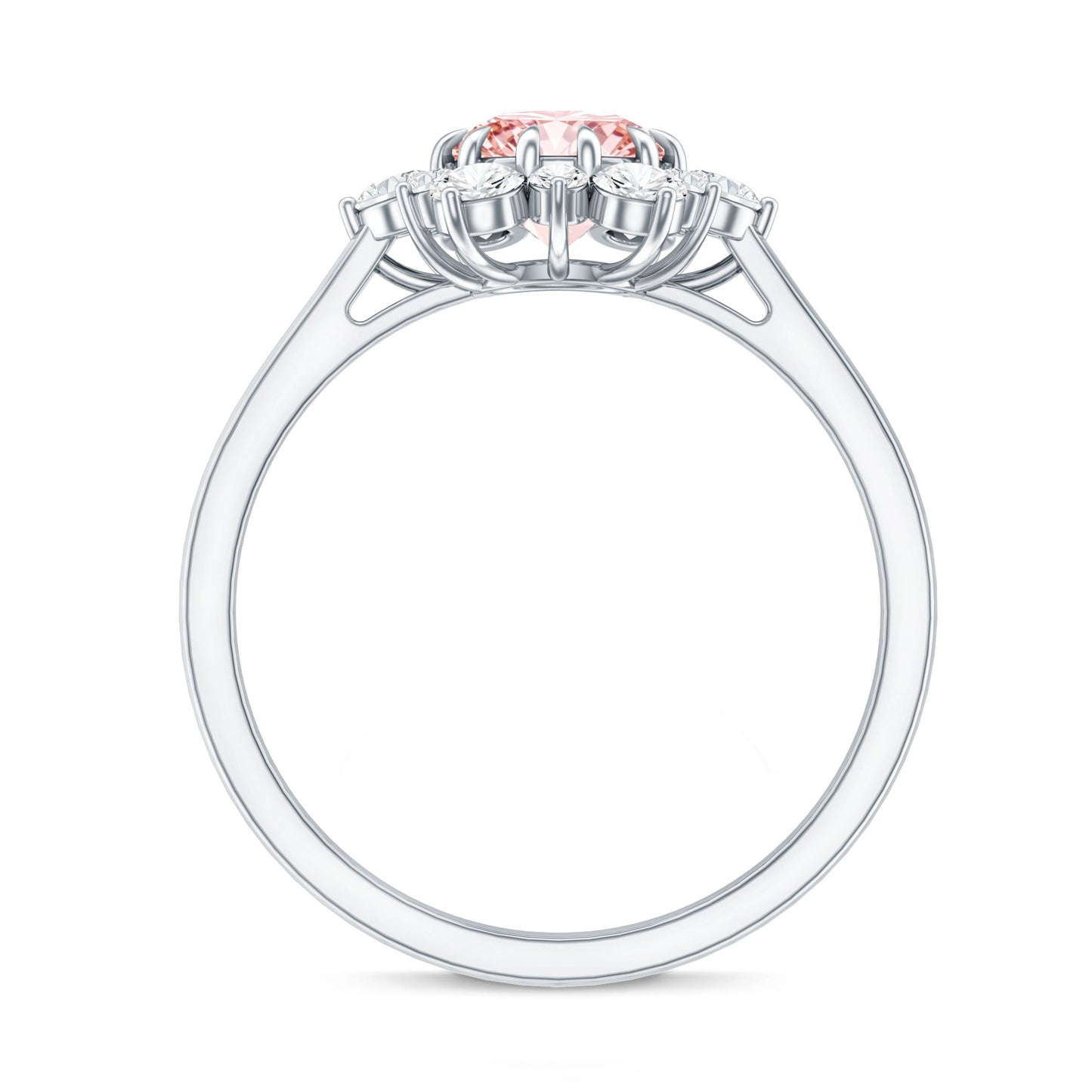 IGI Certified 1 CT Lab Grown Pink and White Diamond Halo Engagement Ring