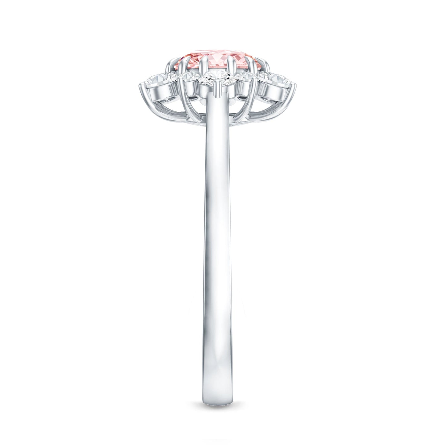 IGI Certified 1 CT Lab Grown Pink and White Diamond Halo Engagement Ring