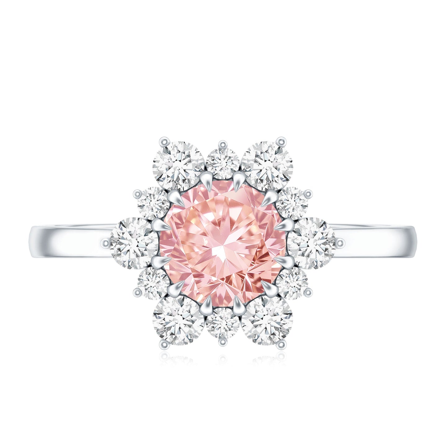 IGI Certified 1 CT Lab Grown Pink and White Diamond Halo Engagement Ring