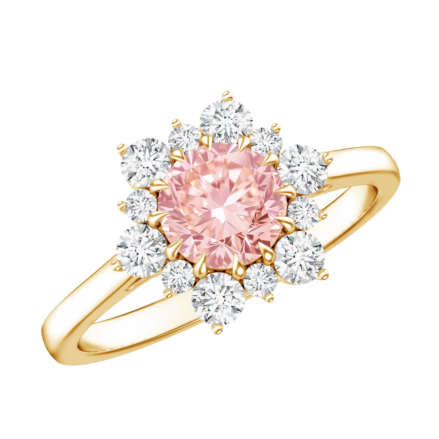 IGI Certified 1 CT Lab Grown Pink and White Diamond Halo Engagement Ring