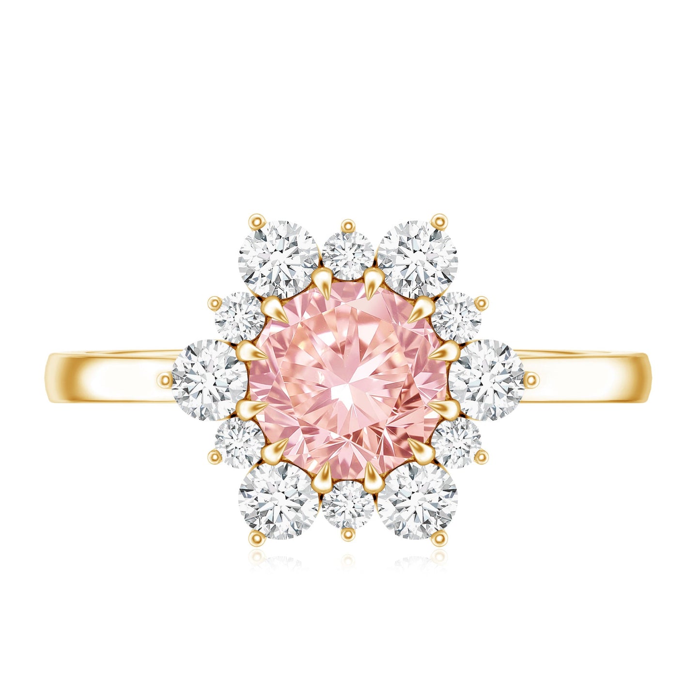 IGI Certified 1 CT Lab Grown Pink and White Diamond Halo Engagement Ring