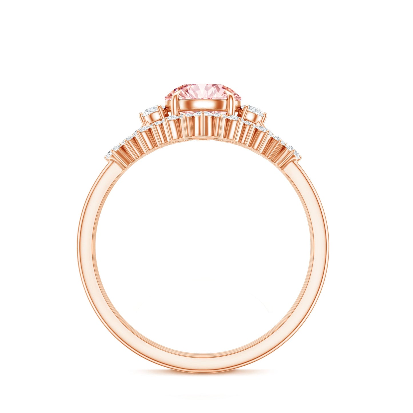 IGI Certified Lab Grown Pink White Diamond Trio Wedding Ring Set