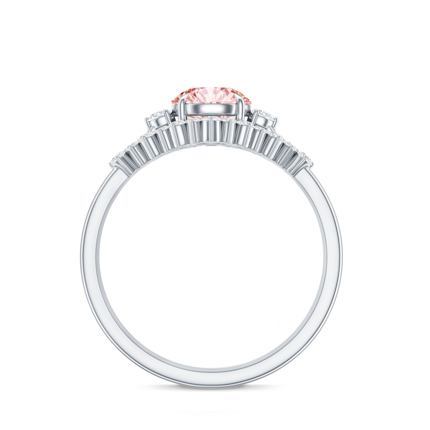 IGI Certified Lab Grown Pink White Diamond Trio Wedding Ring Set