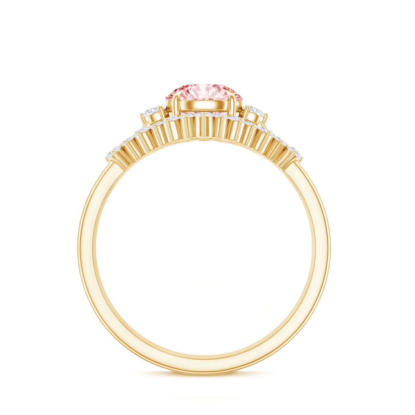 IGI Certified Lab Grown Pink White Diamond Trio Wedding Ring Set