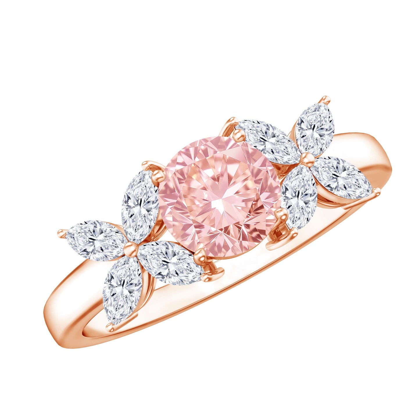 IGI Certified Lab Grown Pink White Diamond Flower Engagement Ring