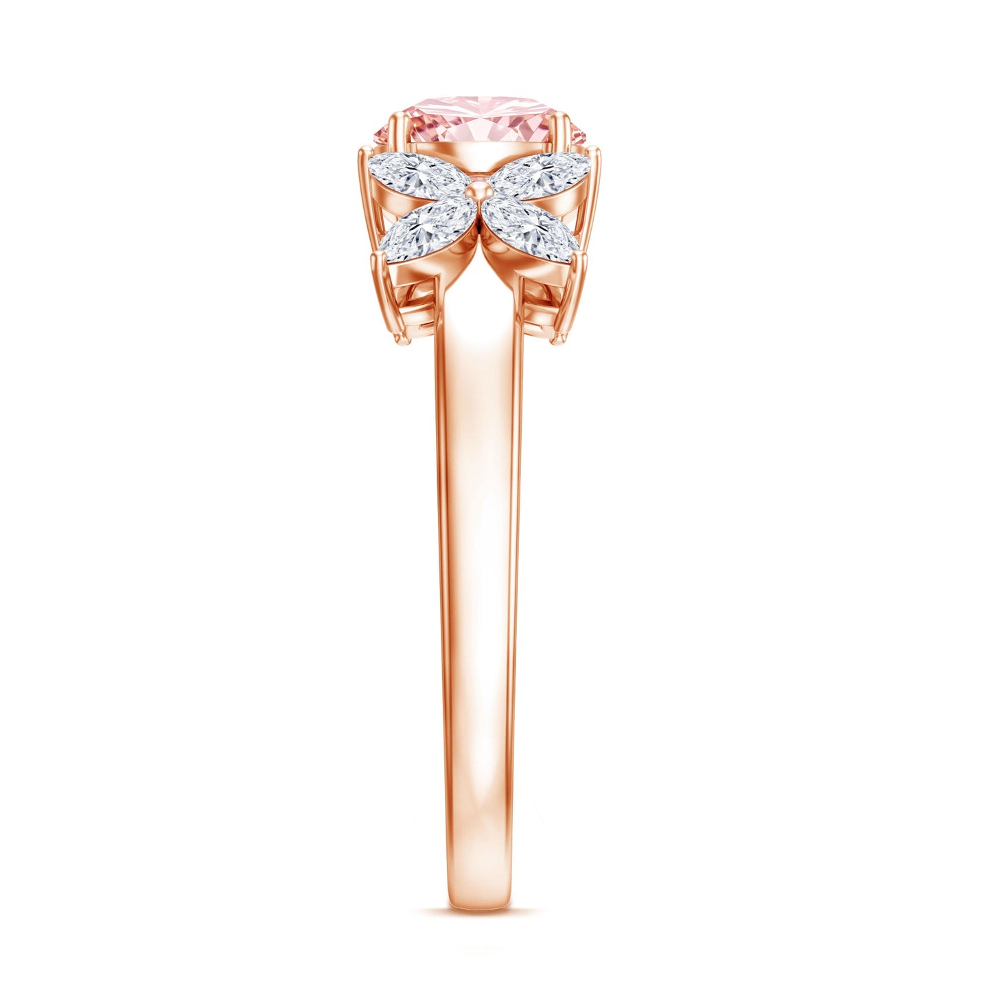 IGI Certified Lab Grown Pink White Diamond Flower Engagement Ring