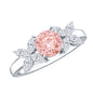 IGI Certified Lab Grown Pink White Diamond Flower Engagement Ring