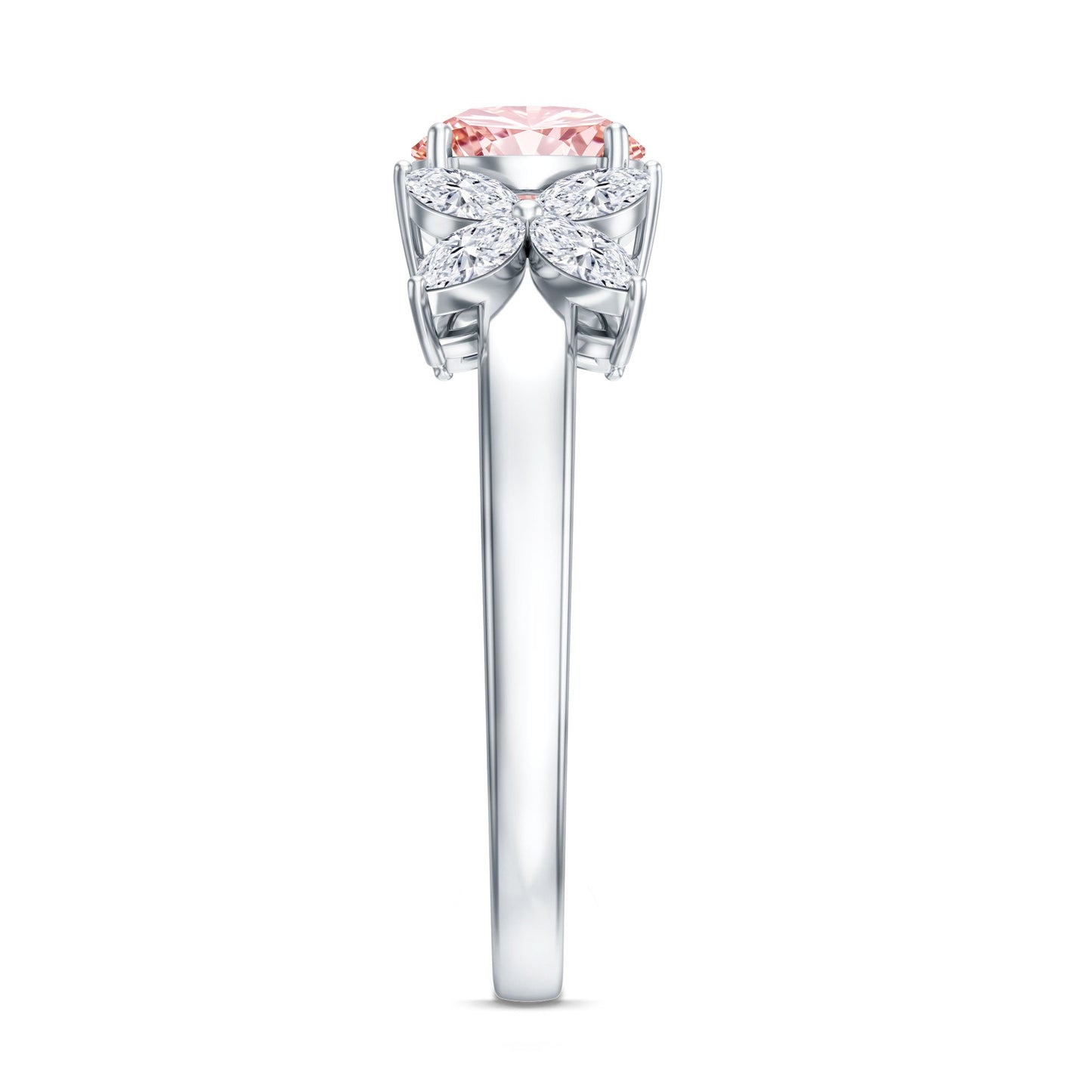 IGI Certified Lab Grown Pink White Diamond Flower Engagement Ring