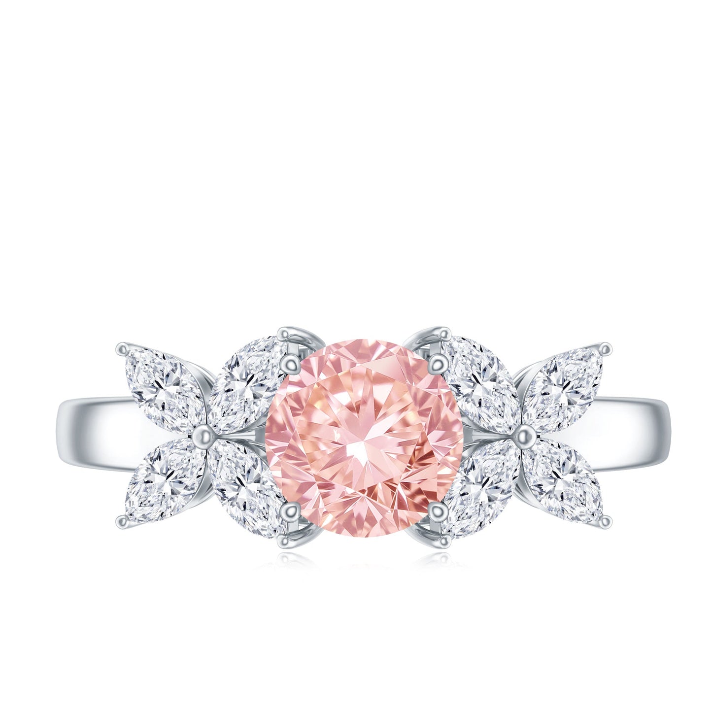 IGI Certified Lab Grown Pink White Diamond Flower Engagement Ring