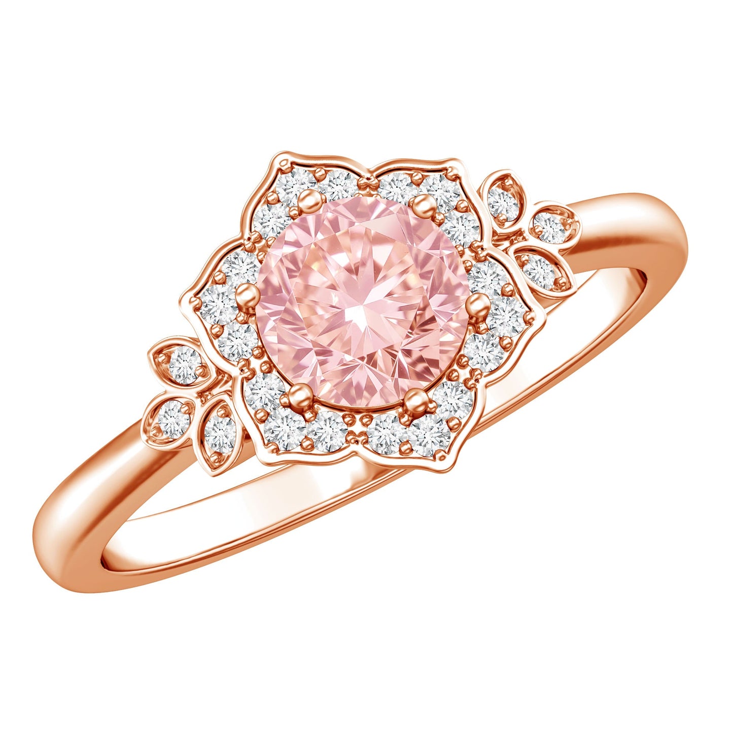 Pink and White Lab Grown Diamond Designer Engagement Ring with IGI Certificate