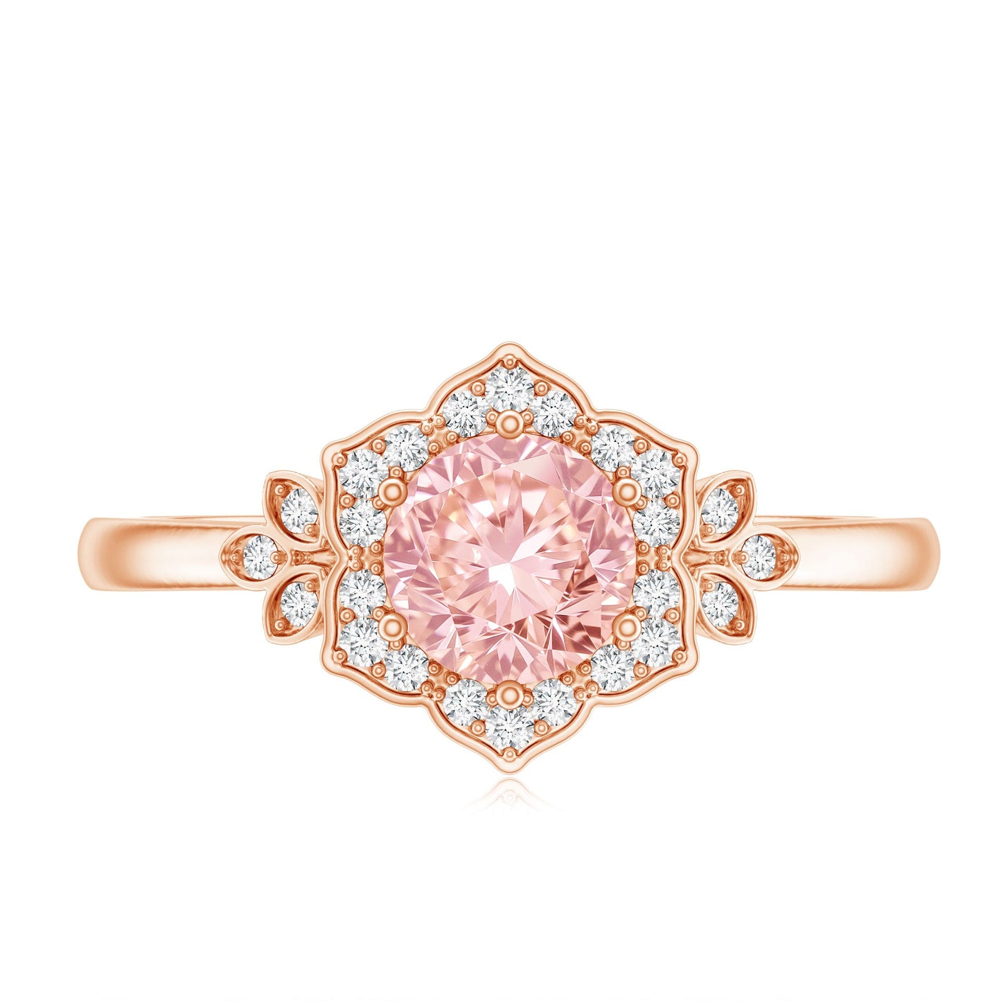 Pink and White Lab Grown Diamond Designer Engagement Ring with IGI Certificate