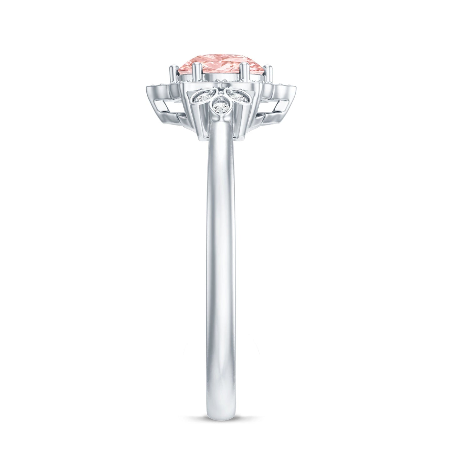 Pink and White Lab Grown Diamond Designer Engagement Ring with IGI Certificate