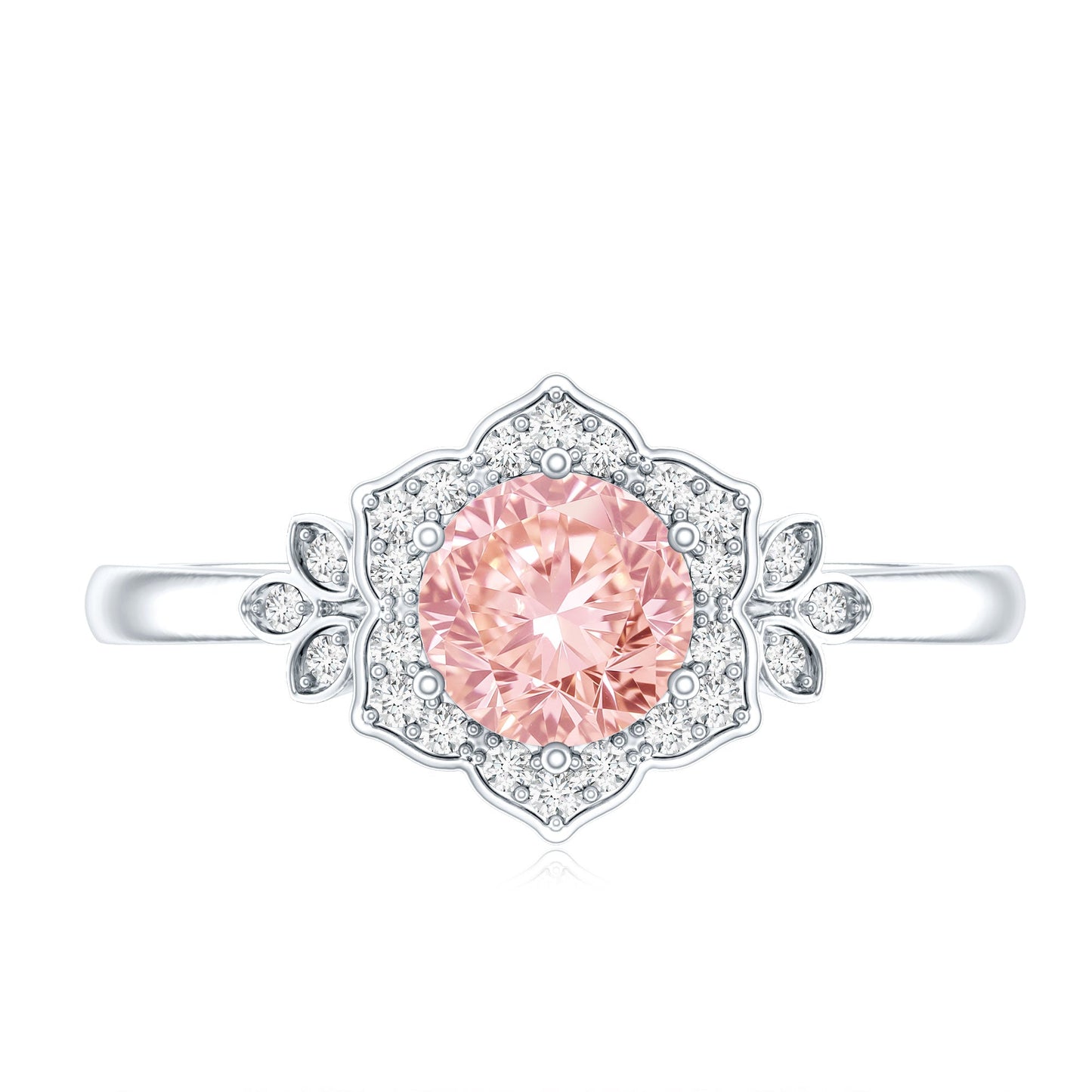 Pink and White Lab Grown Diamond Designer Engagement Ring with IGI Certificate