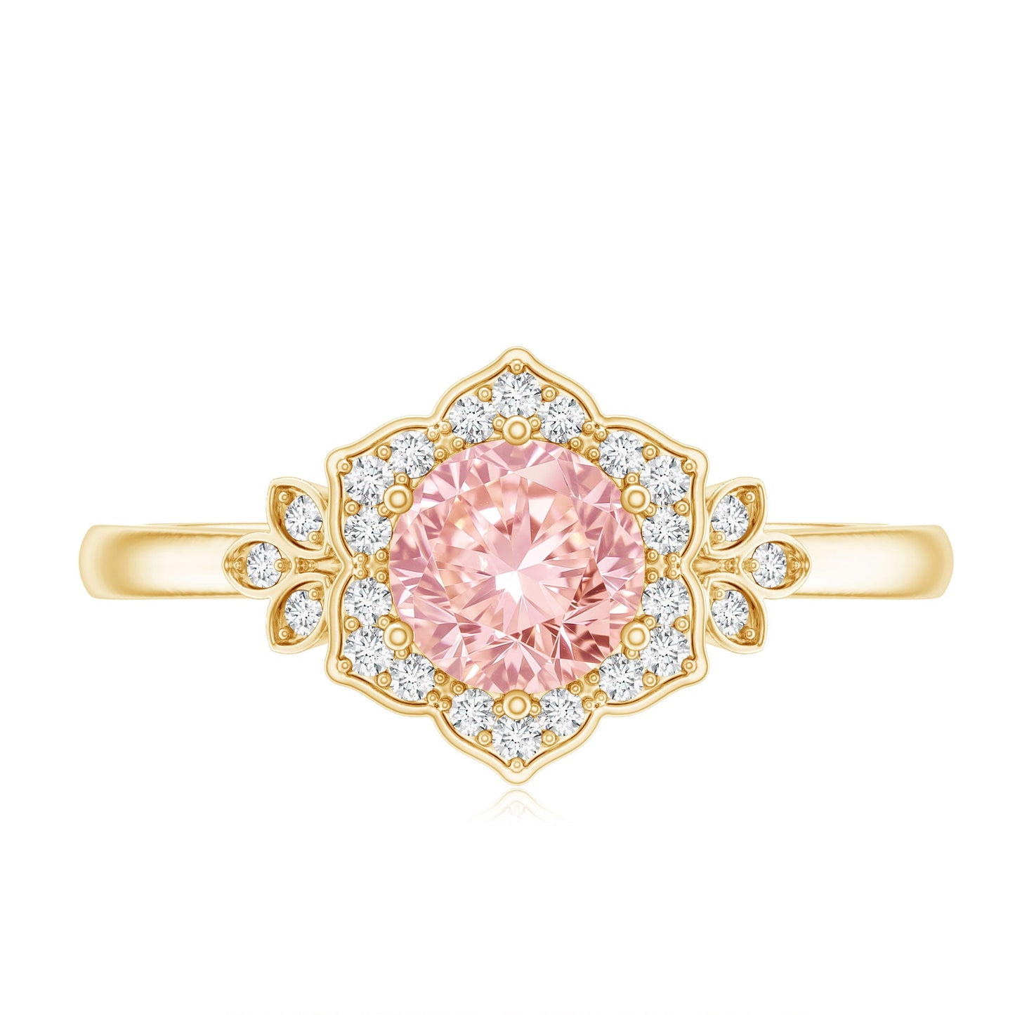 Pink and White Lab Grown Diamond Designer Engagement Ring with IGI Certificate
