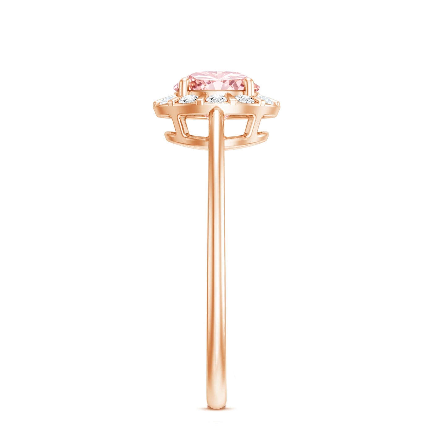 Fancy Intense Pink Lab Grown Diamond Halo Engagement Ring with IGI Certificate
