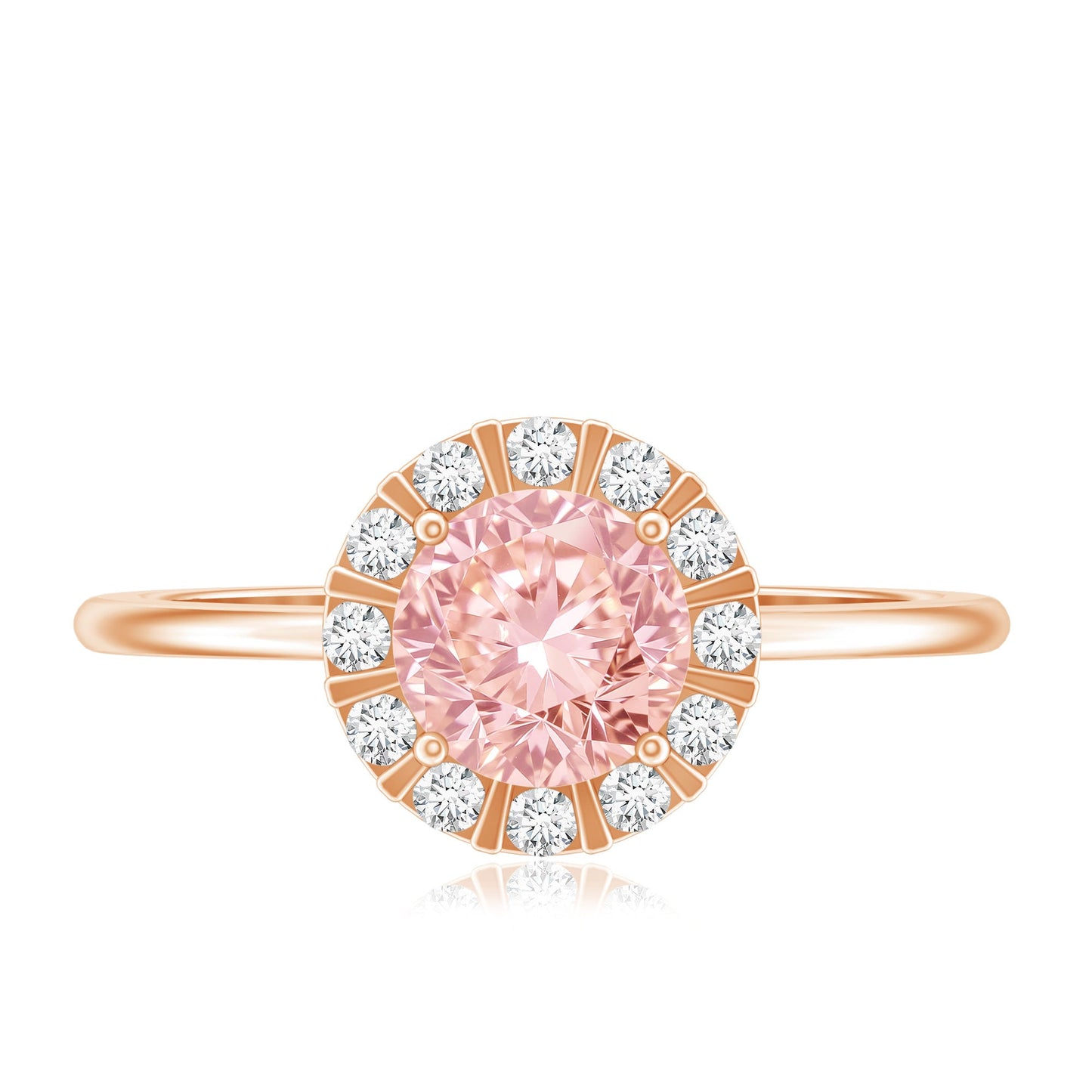 Fancy Intense Pink Lab Grown Diamond Halo Engagement Ring with IGI Certificate
