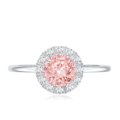Fancy Intense Pink Lab Grown Diamond Halo Engagement Ring with IGI Certificate