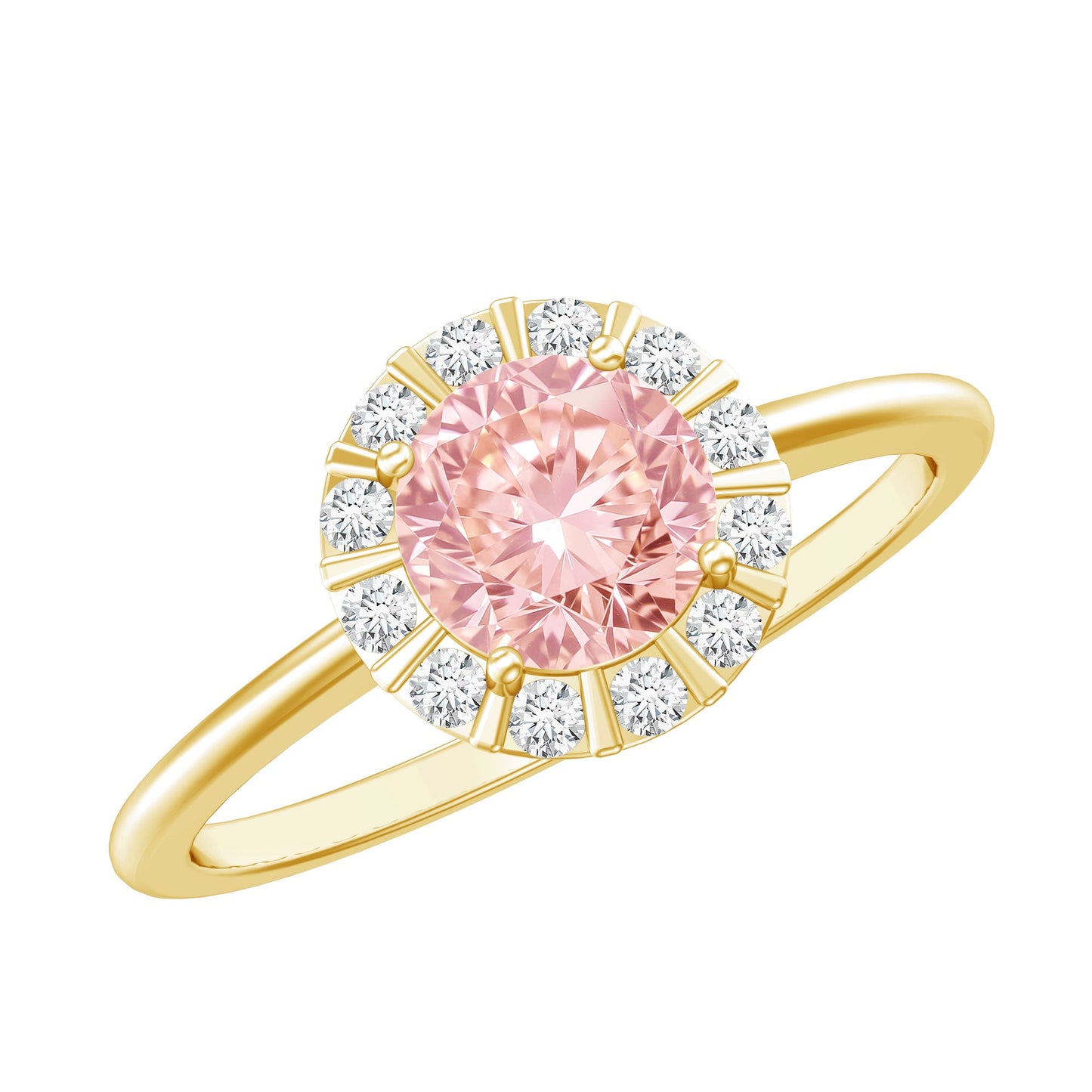 Fancy Intense Pink Lab Grown Diamond Halo Engagement Ring with IGI Certificate