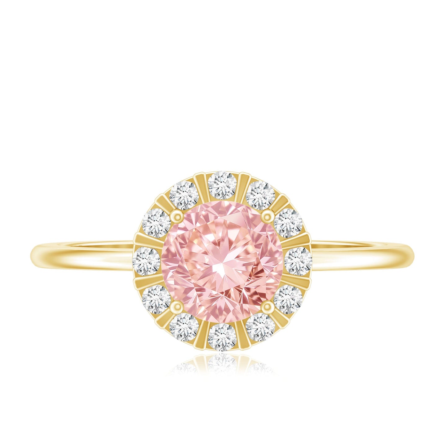 Fancy Intense Pink Lab Grown Diamond Halo Engagement Ring with IGI Certificate