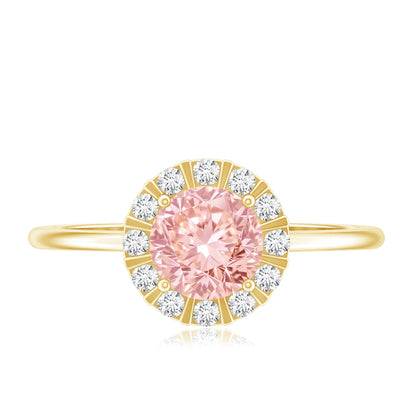 Fancy Intense Pink Lab Grown Diamond Halo Engagement Ring with IGI Certificate