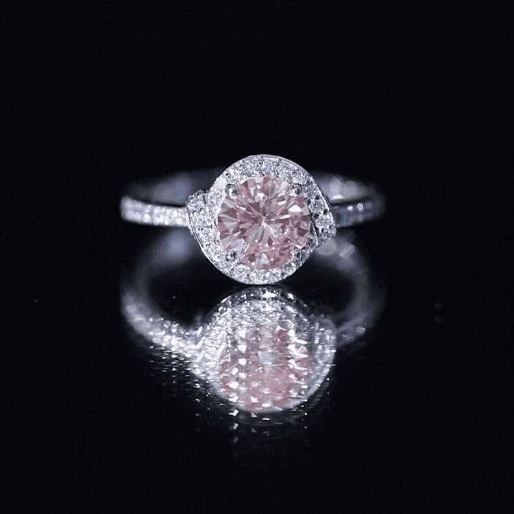 IGI Certified Lab Grown Pink Diamond Halo Engagement Ring for Women
