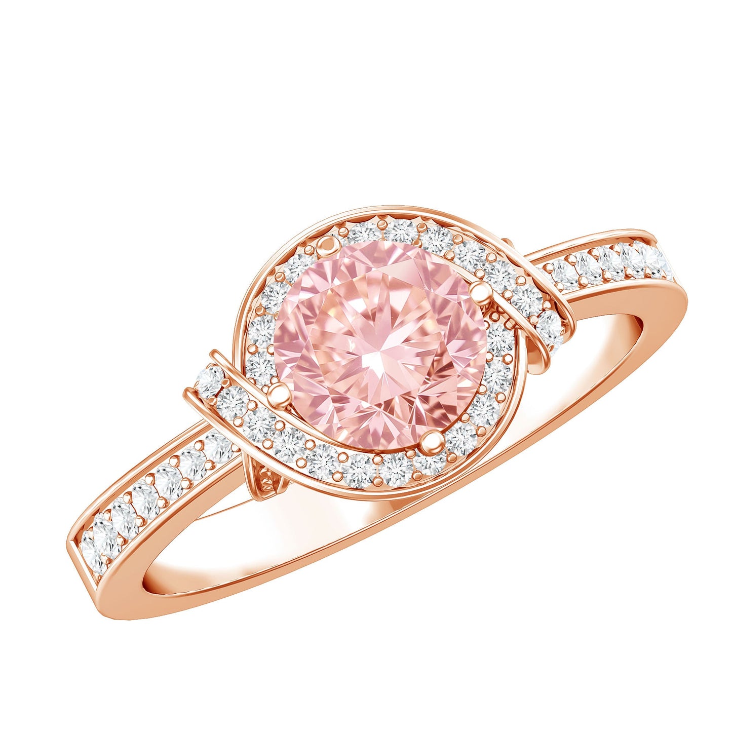 IGI Certified Lab Grown Pink Diamond Halo Engagement Ring for Women