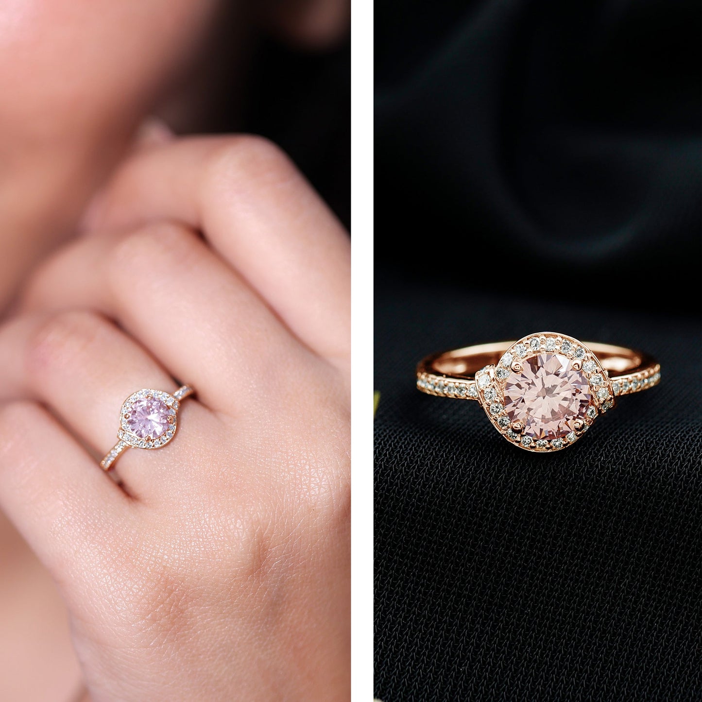 IGI Certified Lab Grown Pink Diamond Halo Engagement Ring for Women