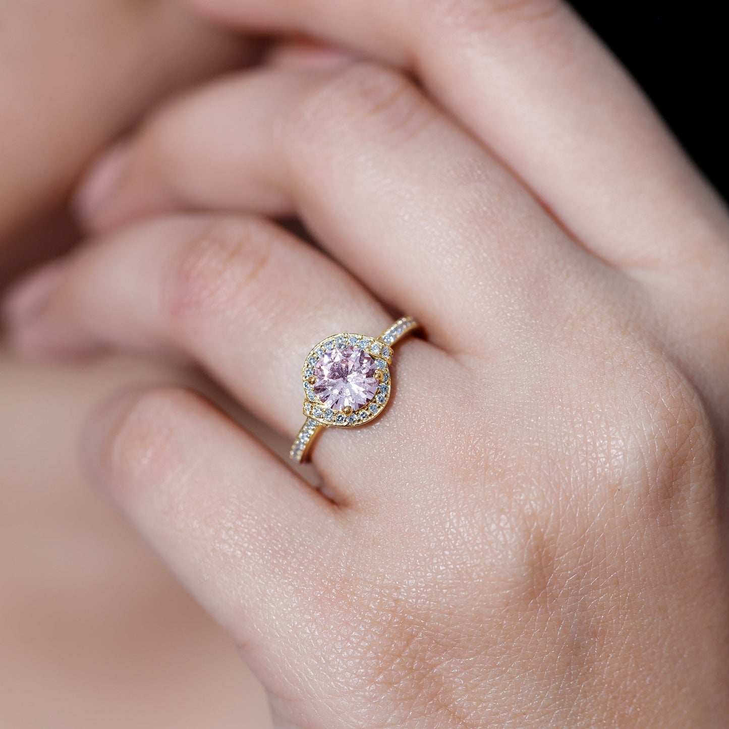 IGI Certified Lab Grown Pink Diamond Halo Engagement Ring for Women