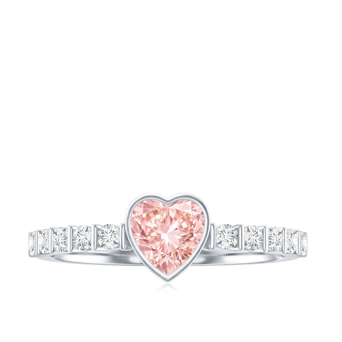 IGI Certified 1 CT Lab Grown Pink Diamond Heart Engagement Ring with Side Stones