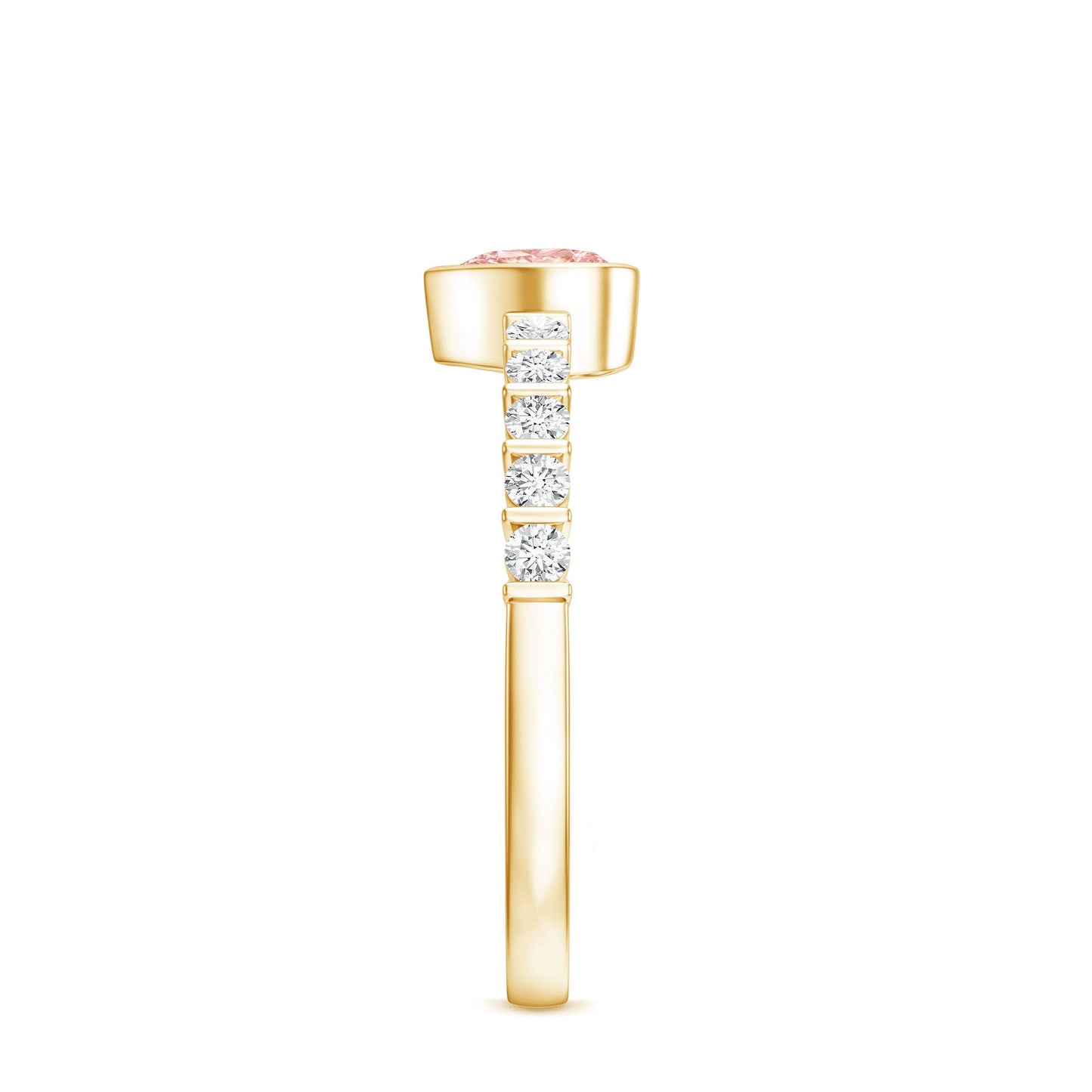 IGI Certified 1 CT Lab Grown Pink Diamond Heart Engagement Ring with Side Stones