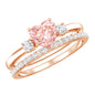 IGI Certified Lab Grown Pink Heart Engagement Ring With Diamond Wedding Band