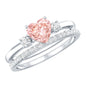 IGI Certified Lab Grown Pink Heart Engagement Ring With Diamond Wedding Band