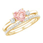 IGI Certified Lab Grown Pink Heart Engagement Ring With Diamond Wedding Band