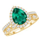 1.7 Carat Lab Grown Emerald Teardrop Ring Set with Natural Diamond