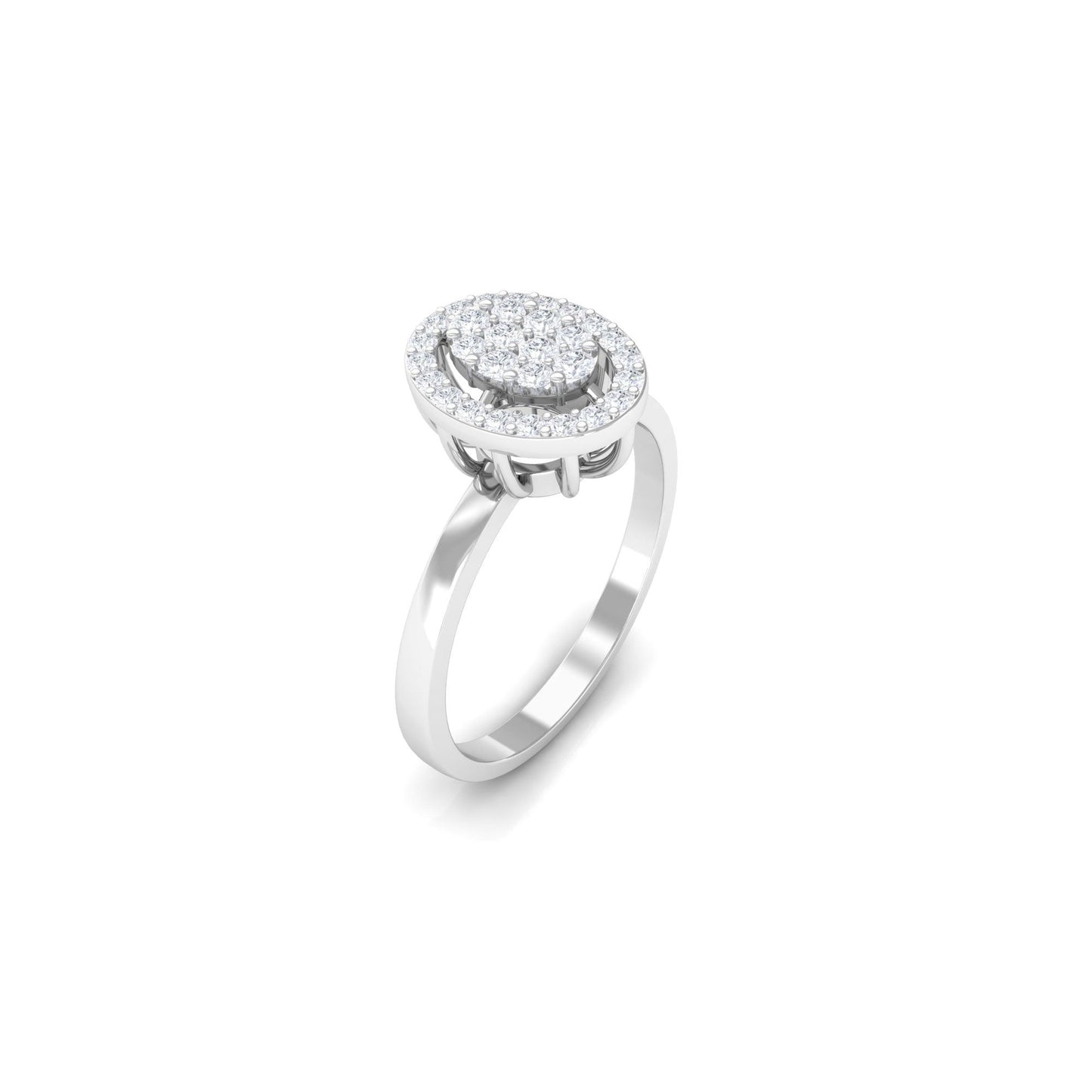 Natural Diamond Cluster Engagement Ring with Halo