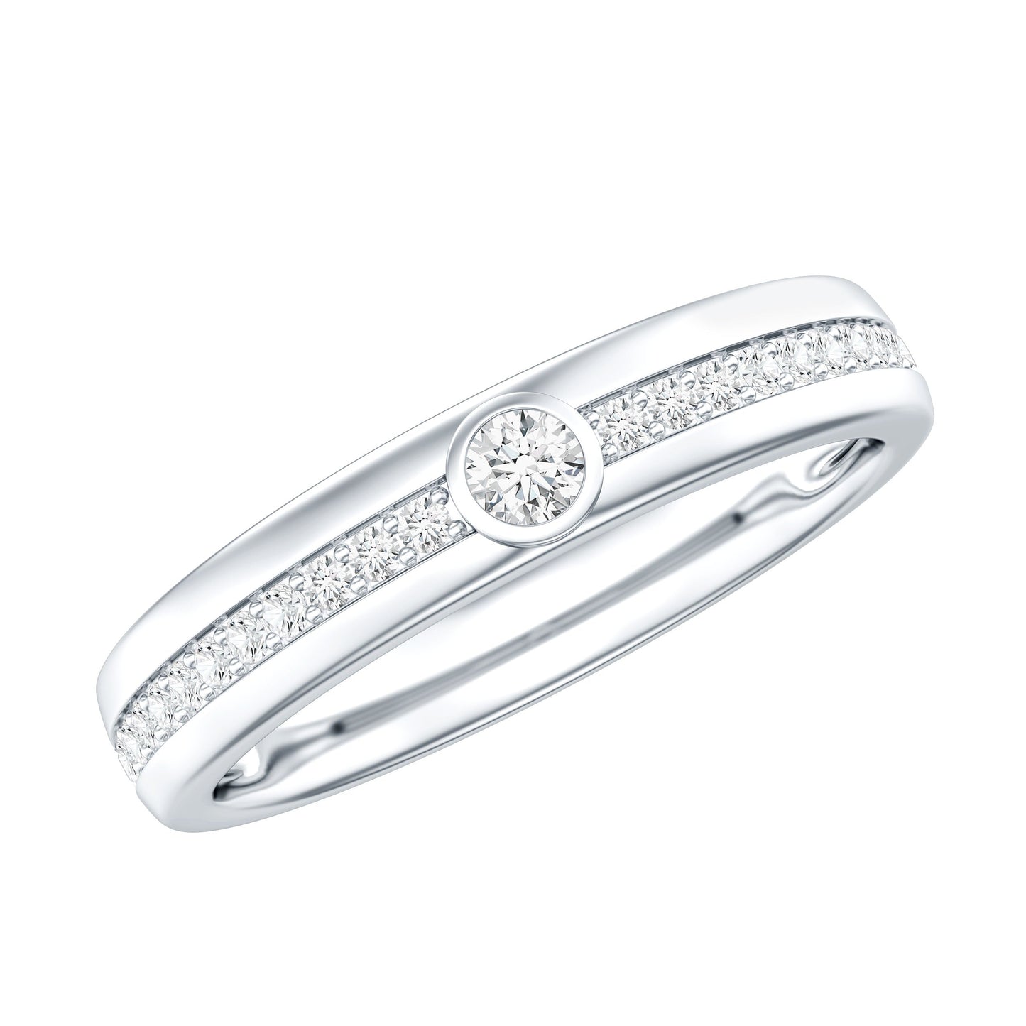 Bezel Set Diamond Unisex Wedding Band