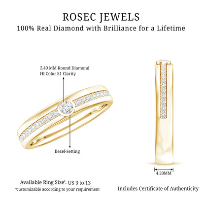 Bezel Set Diamond Unisex Wedding Band