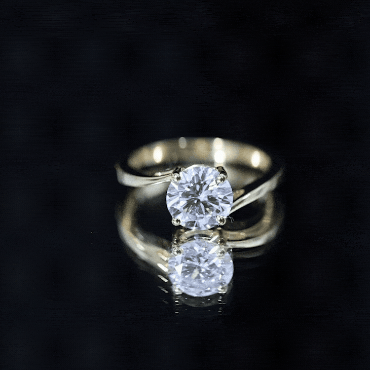 Certified Moissanite Solitaire Engagement Ring with Bypass Shank