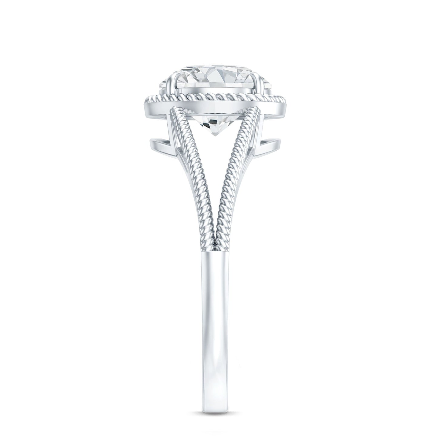2 CT Round Cut Moissanite Solitaire Engagement Ring with Split Shank