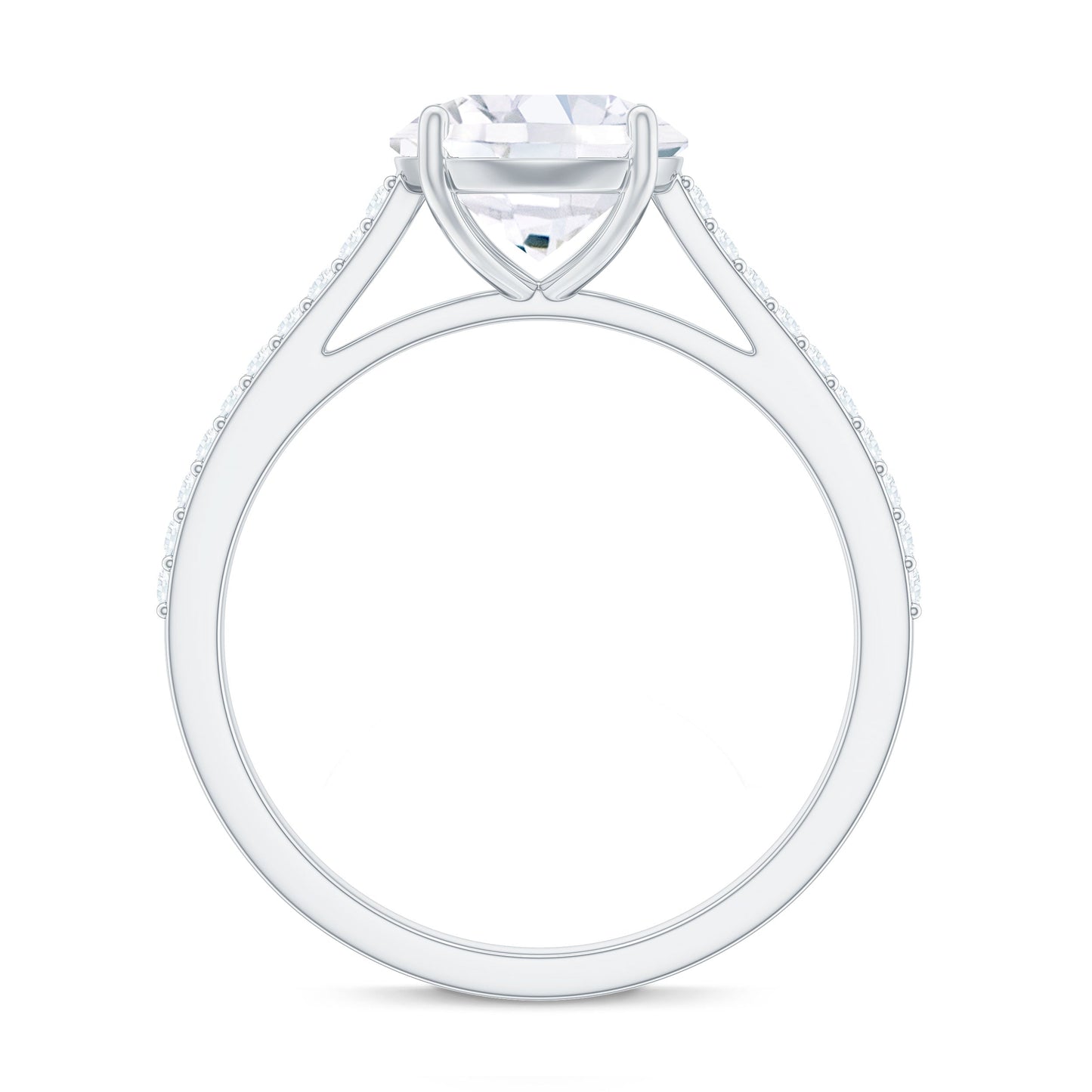 Certified Moissanite Round Cut Solitaire Ring with Side Stones