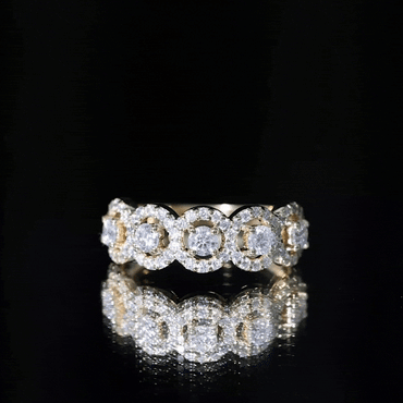 Certified Round Cut Moissanite Halo Classic Band Ring